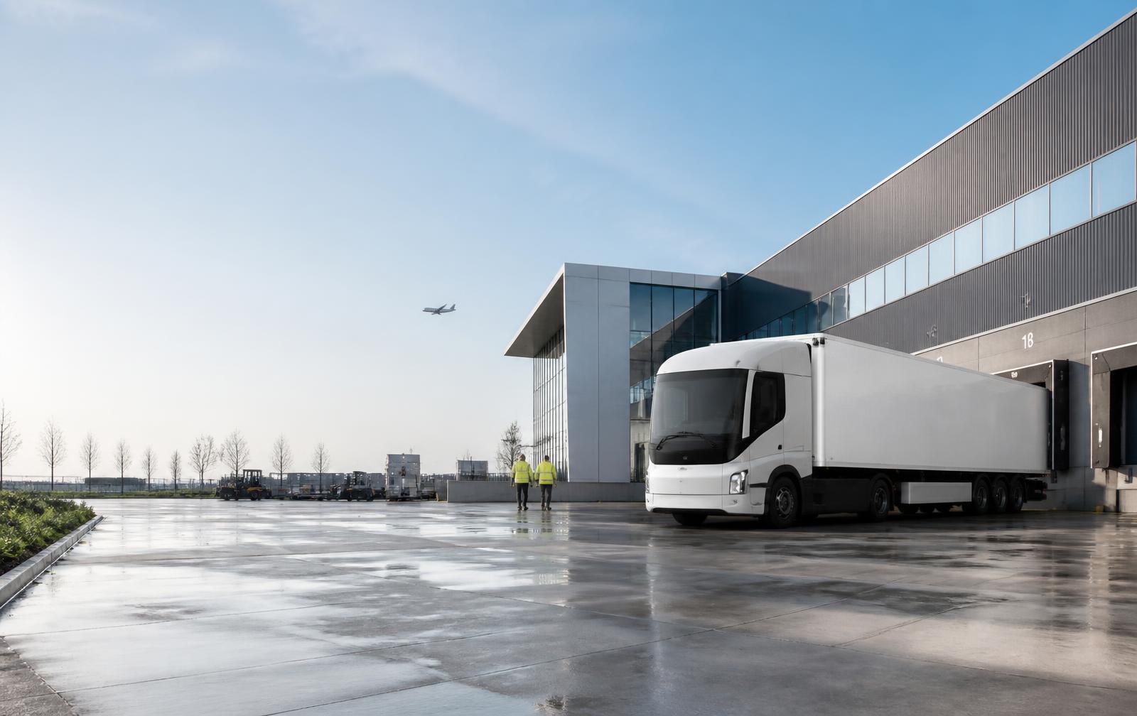 Modern logistics hub with a truck